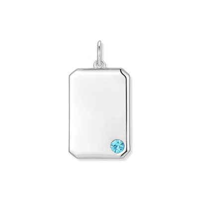 Evesaddiction Men's Birthstone Dog Tag Charm - Silver / December