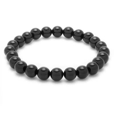 Evesaddiction Men's Black Agate Bead Bracelet