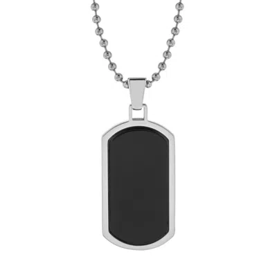 Evesaddiction Men's Black Agate Dog Tag Pendant