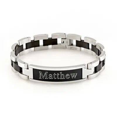 Evesaddiction Men's Black And Steel Id Bracelet