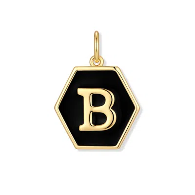 Evesaddiction Men's Black Enamel Initial Charm - Gold / B In Multi