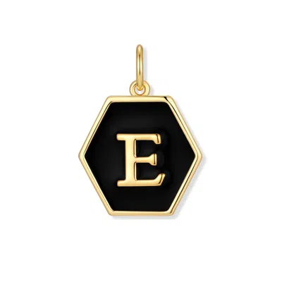 Evesaddiction Men's Black Enamel Initial Charm - Gold / E