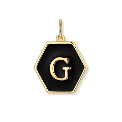 Evesaddiction Men's Black Enamel Initial Charm - Gold / G
