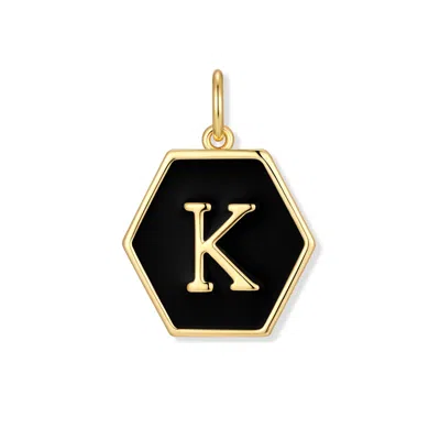 Evesaddiction Men's Black Enamel Initial Charm - Gold / K