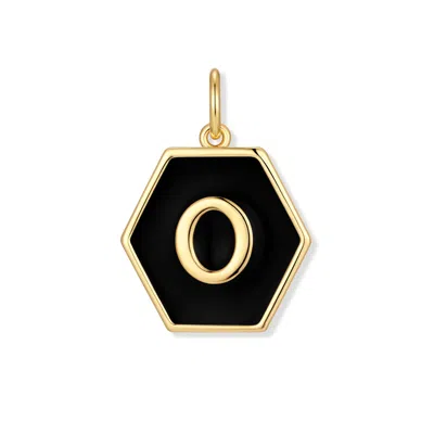 Evesaddiction Men's Black Enamel Initial Charm - Gold / O