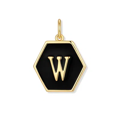 Evesaddiction Men's Black Enamel Initial Charm - Gold / W
