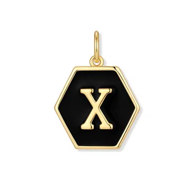 Evesaddiction Men's Black Enamel Initial Charm - Gold / X