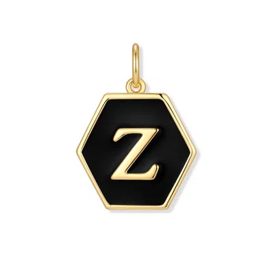 Evesaddiction Men's Black Enamel Initial Charm - Gold / Z