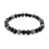 Evesaddiction Men's Black Lava And Gray Agate Beaded Bracelet In Black