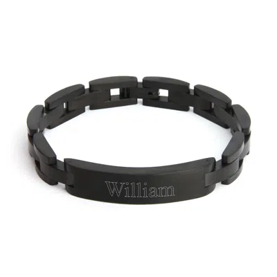 Evesaddiction Men's Black Plate Stainless Steel Id Bracelet