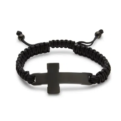 Evesaddiction Men's Black Stainless Steel Adjustable Cross Bracelet
