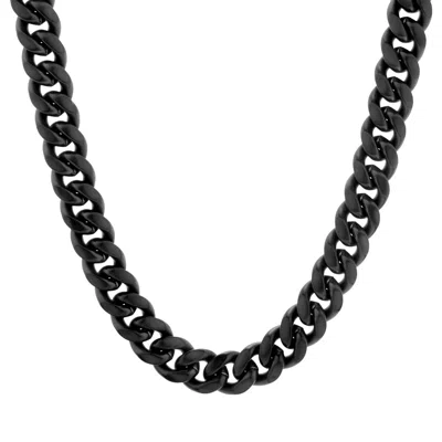 Evesaddiction Men's Black Stainless Steel Chunky Curb Chain Necklace