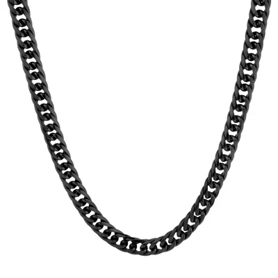 Evesaddiction Men's Black Stainless Steel Double Curb Chain Necklace