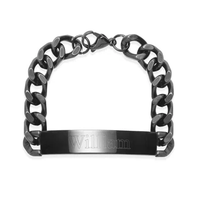 Evesaddiction Men's Black Stainless Steel Id Bracelet In Gray