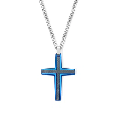 Evesaddiction Men's Blue Stainless Steel Cross Pendant