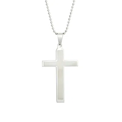 Evesaddiction Men's Brushed Stainless Steel Cross Pendant In Silver