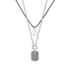 Evesaddiction Men's Cross And Dog Tag Charm Layered Necklace In Metallic