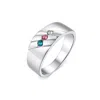 Evesaddiction Men's Custom Family Birthstone Ring In Silver