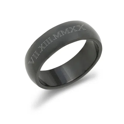 Evesaddiction Men's Custom Roman Numeral Black Plate Stainless Steel Band - 10