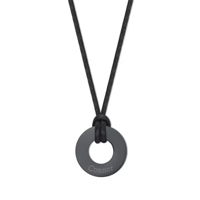 Evesaddiction Men's Engravable Black Circle Pendant