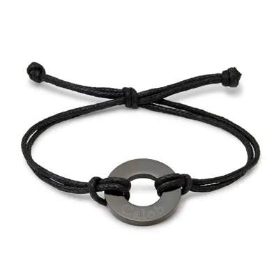 Evesaddiction Men's Engravable Black Stainless Steel Circle Bracelet