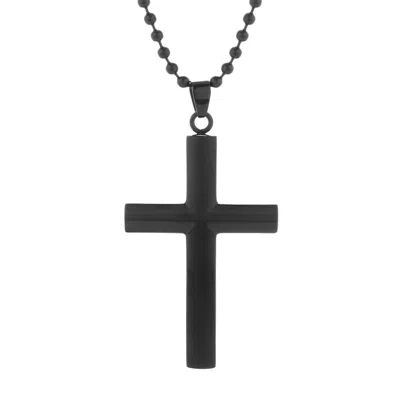 Evesaddiction Men's Engravable Black Stainless Steel Cross Pendant