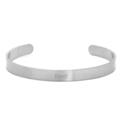 Evesaddiction Men's Engravable Brushed Stainless Steel Cuff Bracelet - Steel In Metallic