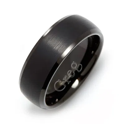 Evesaddiction Men's Engravable Brushed Tungsten Ring - Black / 12