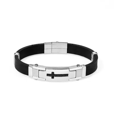 Evesaddiction Men's Engravable Cross Id Bracelet In Multi