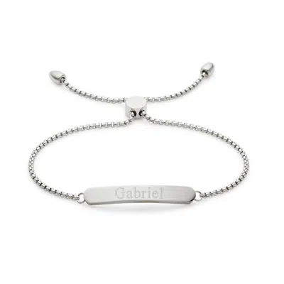 Evesaddiction Men's Engravable Stainless Steel Adjustable Bracelet In Gray