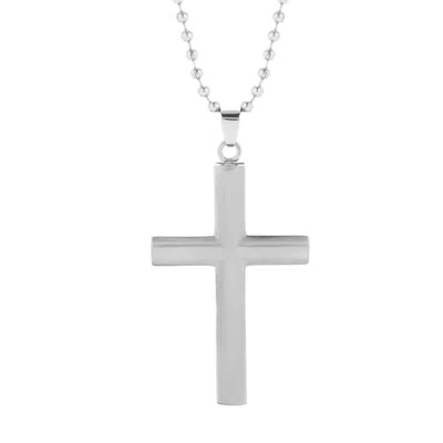 Evesaddiction Men's Engravable Stainless Steel Cross Pendant In Silver