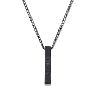 Evesaddiction Men's Engravable Stainless Steel Vertical Square Pendant - Black