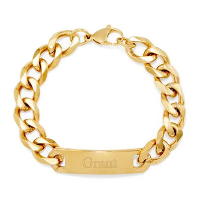Evesaddiction Men's Gold Id Bracelet With Curb Link In Metallic