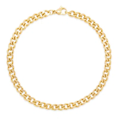 Evesaddiction Men's Gold Plated Stainless Steel 5mm Curb Chain Bracelet