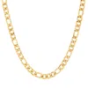 Evesaddiction Men's Gold Plated Stainless Steel Figaro Chain Necklace In Gold
