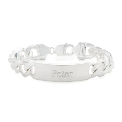 Evesaddiction Men's Heavy Curb Link Sterling Silver Id Bracelet