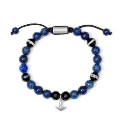 Evesaddiction Men's Lapis Hook Adjustable Bracelet In Blue