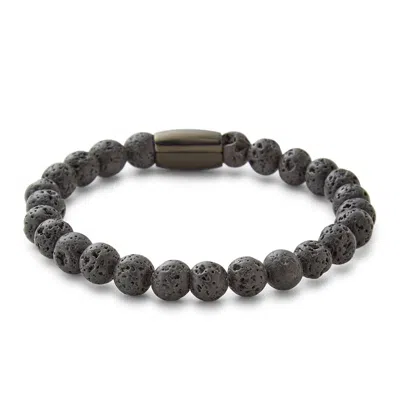 Evesaddiction Men's Lava Rock Bead Bracelet In Black