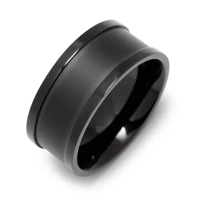 Evesaddiction Men's Matte Black Center Ring - 12