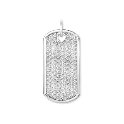 Evesaddiction Men's Pave Dog Tag Charm In Silver