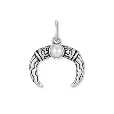 Evesaddiction Men's Pearl Horn Charm In Silver