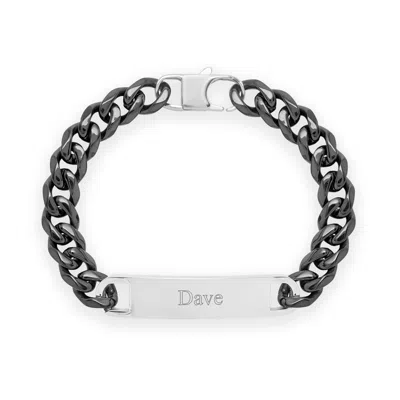 Evesaddiction Men's Polished Black And Stainless Steel Id Bracelet In Gray