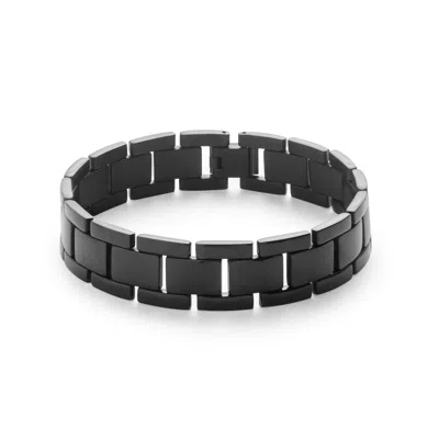 Evesaddiction Men's Polished Black Stainless Steel Bracelet