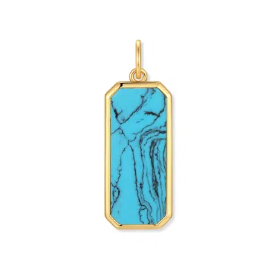 Evesaddiction Men's Rectangle Dog Tag Charm - Turquoise In Blue