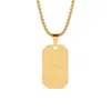 Evesaddiction Men's Rectangle Engravable Gold Plated Stainless Steel Dog Tag Pendant In Gold