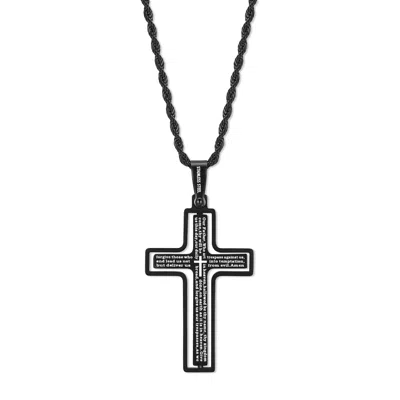Evesaddiction Men's Spinner Cross Lord's Prayer Pendant Necklace In Black