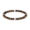 Evesaddiction Men's Stainless Steel And Tiger Eye Beaded Bracelet In Multi