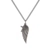 Evesaddiction Men's Stainless Steel Antiqued Wing And Cross Charm Pendant In Metallic