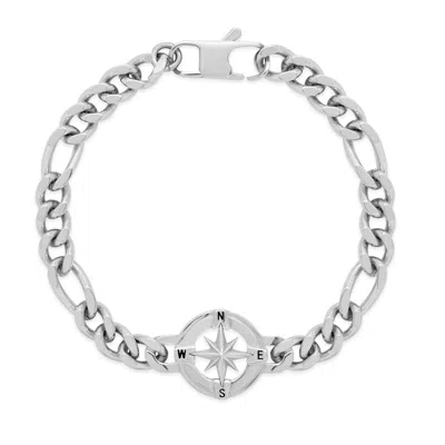 Evesaddiction Men's Stainless Steel Compass Bracelet In Silver