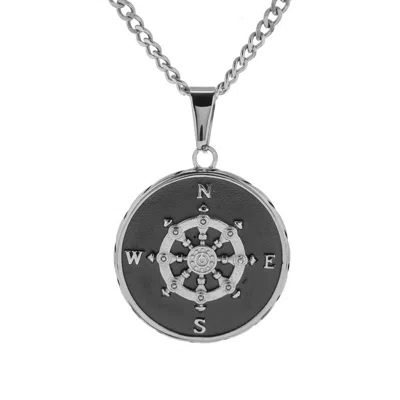 Evesaddiction Men's Stainless Steel Compass Pendant In Black